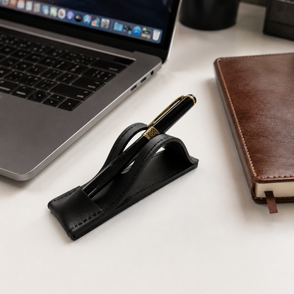Black Leather Pen Stand