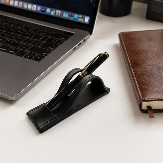 Black Leather Pen Stand