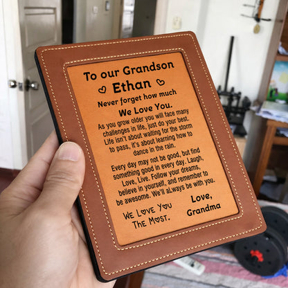 To My Grandson Leather Frame