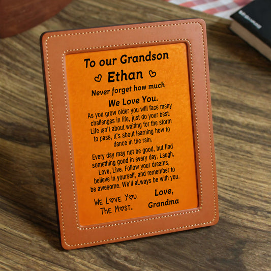 To My Grandson Leather Frame