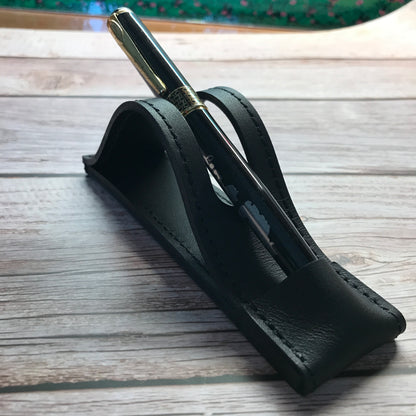 Black Leather Pen Stand