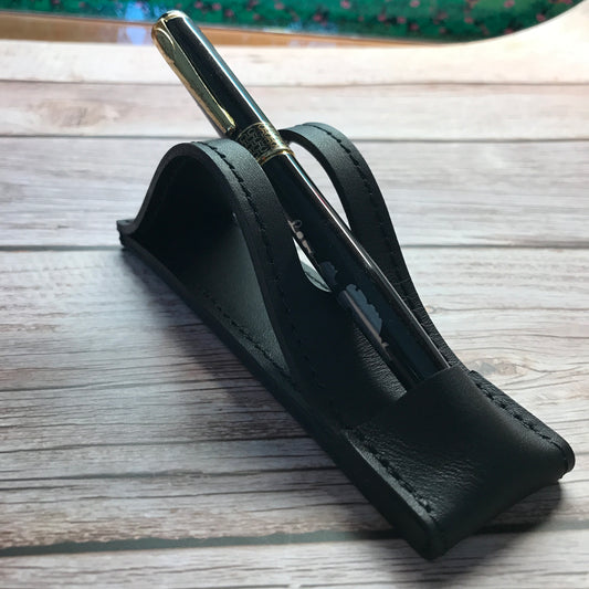 Black Leather Pen Stand